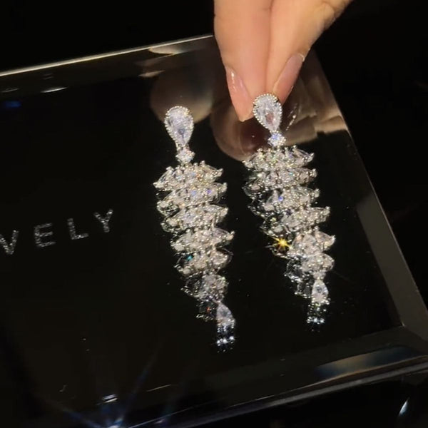 Sparkling Zircon Christmas Tree Drop Earrings For Women Trendy Xmas Tree Plant Dangle Earrings New Year Festival Party Jewelry - Yahko Merchandise