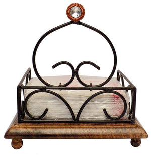Square Mango Wood Tissue Paper Rack Nakin Holder Stand Kitchen Tools - Yahko Merchandise