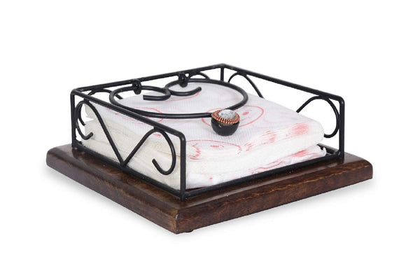 Square Mango Wood Tissue Paper Rack Nakin Holder Stand Kitchen Tools - Yahko Merchandise