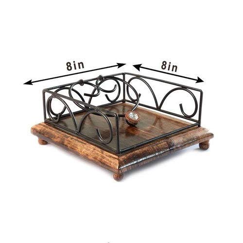 Square Mango Wood Tissue Paper Rack Nakin Holder Stand Kitchen Tools - Yahko Merchandise