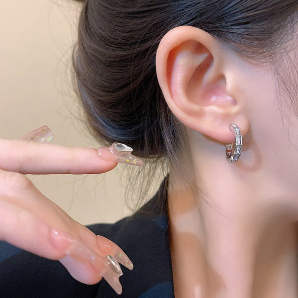 Sterling Silver Needle Simple Zircon Eardrop Earring - Yahko Merchandise