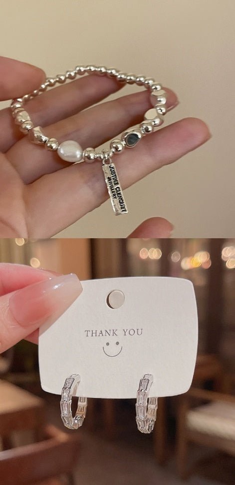 Sterling Silver Needle Simple Zircon Eardrop Earring - Yahko Merchandise