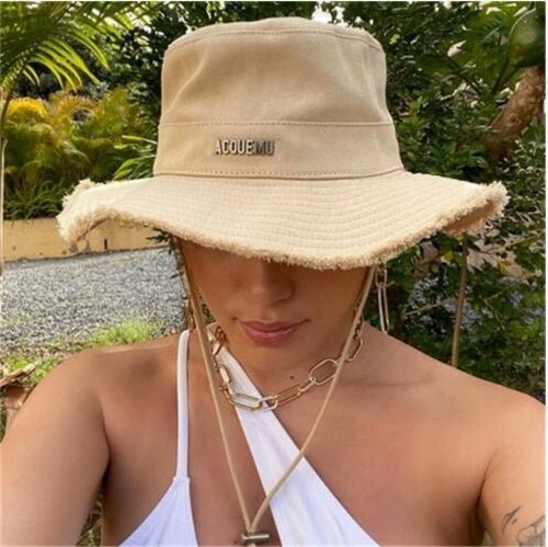 Summer Luxury Women Cotton Hat Big Caps Khaki - Yahko Merchandise