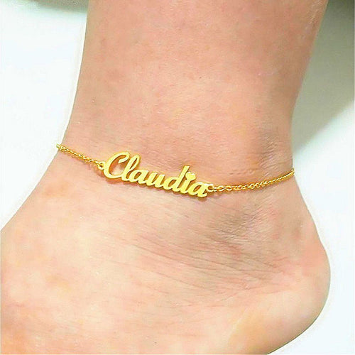 Summer Personalized Custom Name Anklets For Women Stainless Steel Cable Chain Gold Colour Sandy Beach Exquisite Jewelry Present - Yahko Merchandise