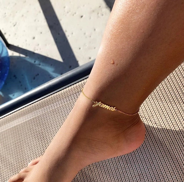 Summer Personalized Custom Name Anklets For Women Stainless Steel Cable Chain Gold Colour Sandy Beach Exquisite Jewelry Present - Yahko Merchandise