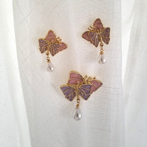 Tender Butterfly Brooch Female Silk Scarf Button Cartoon Enamel Waist Closing Pin Ins Pearl Accessories - Yahko Merchandise
