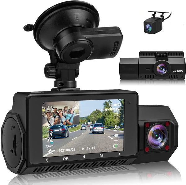 Three - record WIFI Mobile Phone Interconnection Dashcam Car 4K HD Night Vision - Yahko Merchandise