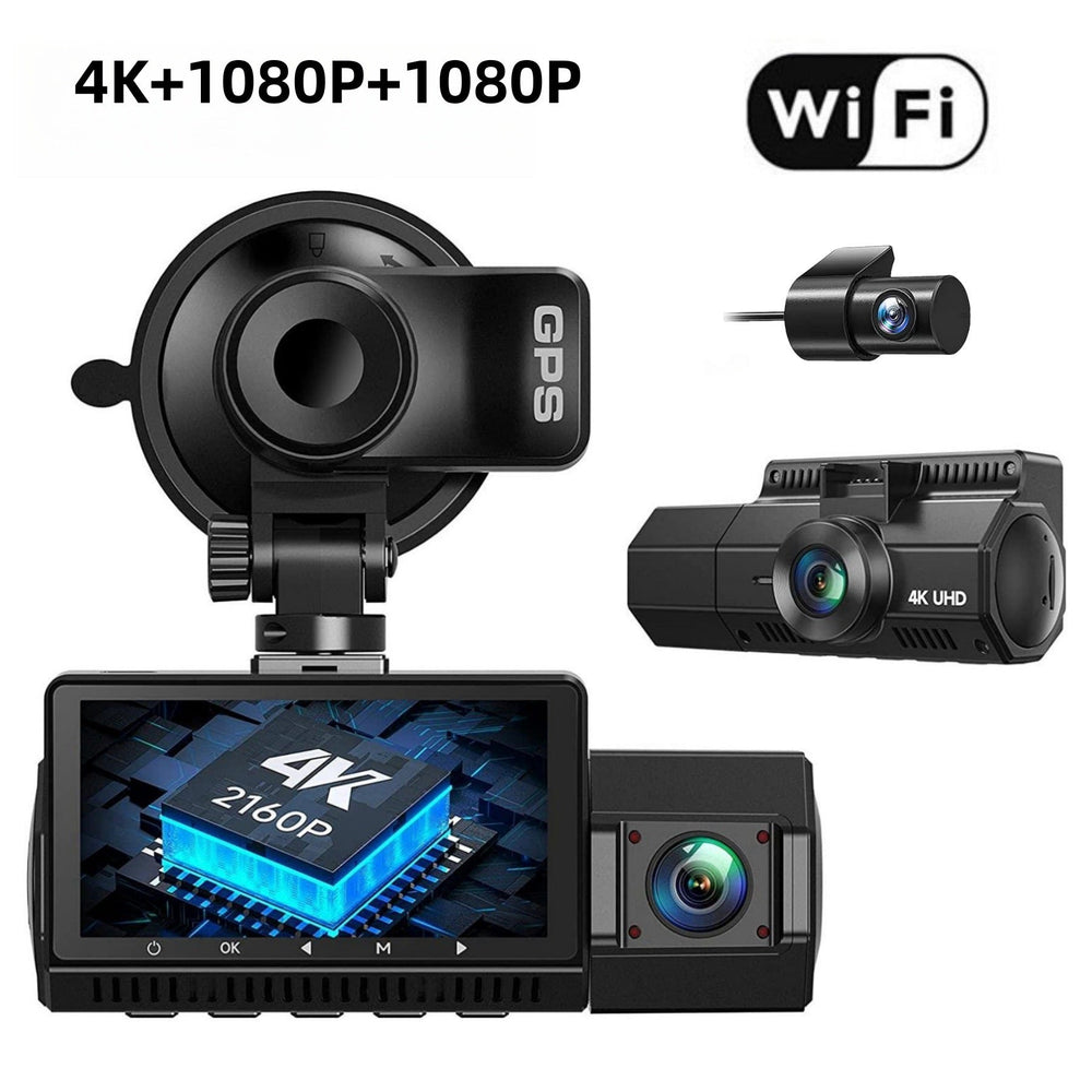 Three - record WIFI Mobile Phone Interconnection Dashcam Car 4K HD Night Vision - Yahko Merchandise