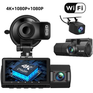 Three - record WIFI Mobile Phone Interconnection Dashcam Car 4K HD Night Vision - Yahko Merchandise