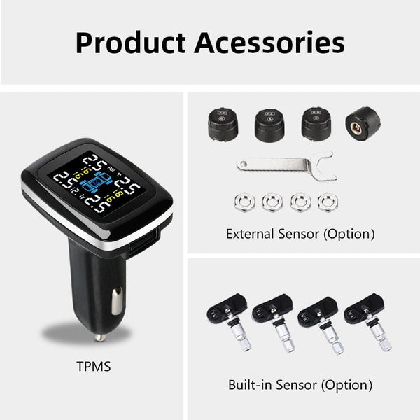 Tire Pressure Monitoring System Sensors Cigarette Lighter USB port Auto Security Alarm Systems Tire Pressure - Yahko Merchandise