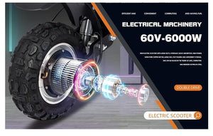 Top Ranking 11 Inch Wide Tire Two Wheel Electric Scooter 3000 Watt Dual Motor Powerful Power Electric Scooter - Yahko Merchandise