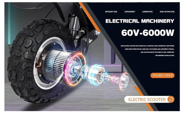 Top Ranking 11 Inch Wide Tire Two Wheel Electric Scooter 3000 Watt Dual Motor Powerful Power Electric Scooter - Yahko Merchandise