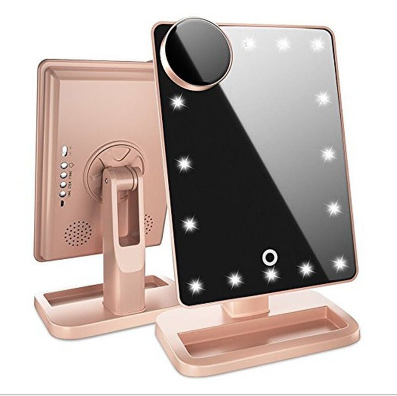 Touch Screen Makeup Mirror With 20 LED Light Bluetooth Music Speaker 10X Magnifying Mirrors Lights - Yahko Merchandise