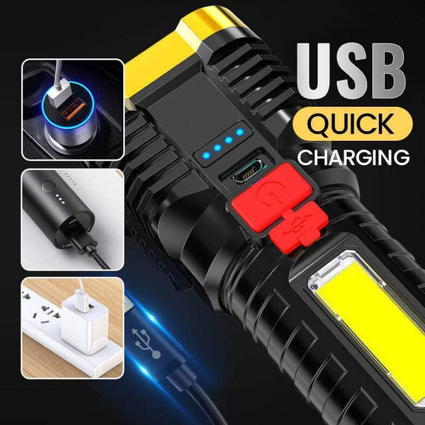 Ultra Bright Waterproof Outdoor LED Flashlight with Side Lamp - Yahko Merchandise