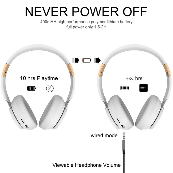 Ultra Long Battery Life Bluetooth 5.0 Wireless Stereo Headphones - Yahko Merchandise