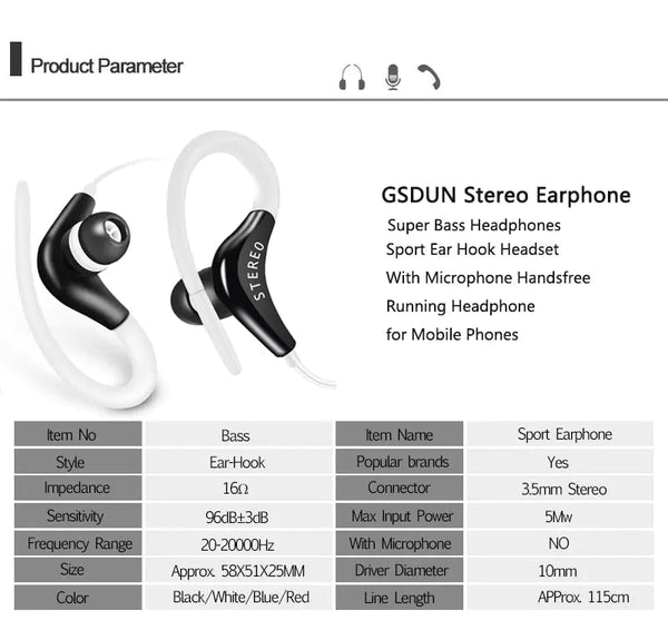 Universal In - Ear Sports Headphones with Microphone - Yahko Merchandise
