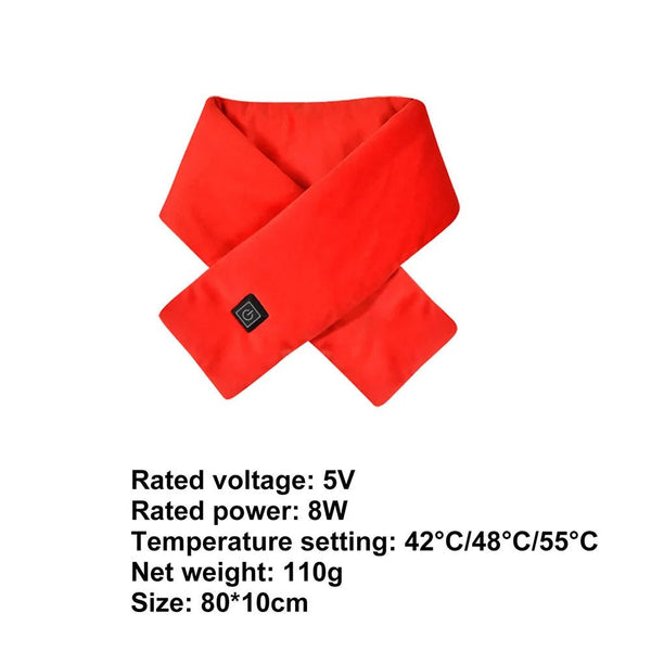 USB Women Men Heating Scarf Temperature Scarf 3 Gears Adjustable USB Charging Heat Control Neck Warmer For Cycling Camping USB Heated Scarf - Temperature Adjustable Heating Scarf - Yahko Merchandise