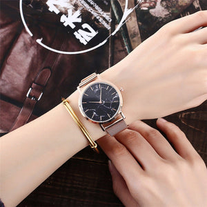 Vansvar fashion brand silver and gold mesh band creative marble wristwatch casual women quartz watches gift relogio feminino - Yahko Merchandise