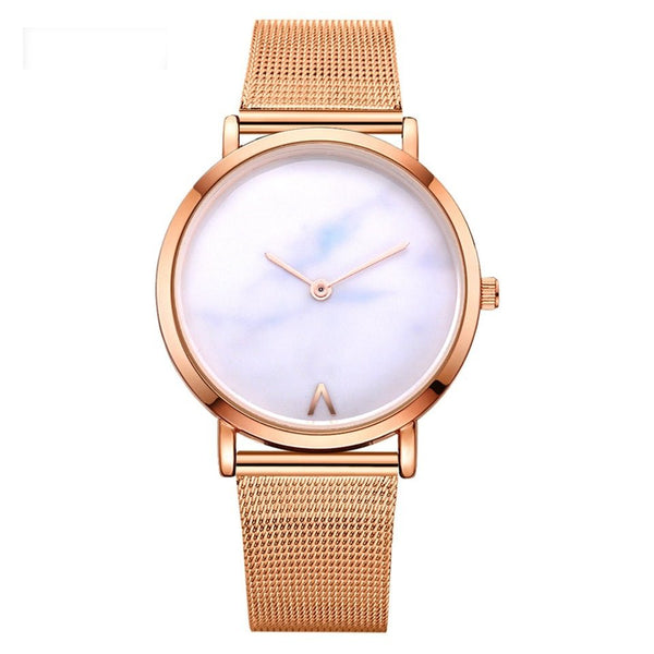 Vansvar fashion brand silver and gold mesh band creative marble wristwatch casual women quartz watches gift relogio feminino - Yahko Merchandise