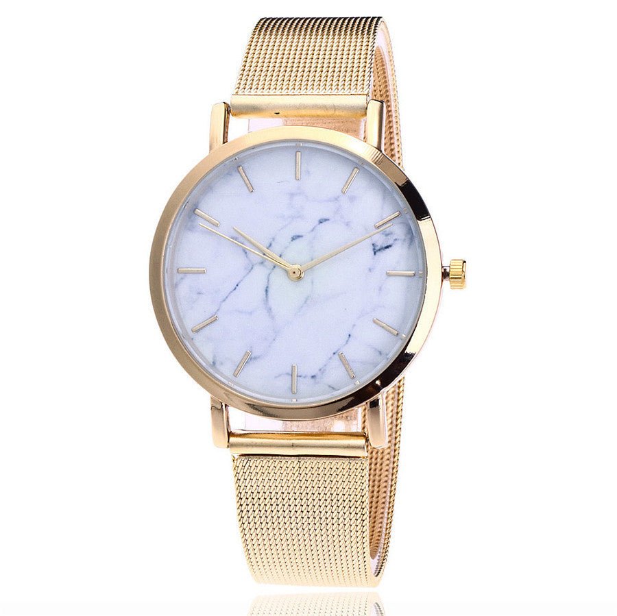 Vansvar fashion brand silver and gold mesh band creative marble wristwatch casual women quartz watches gift relogio feminino - Yahko Merchandise
