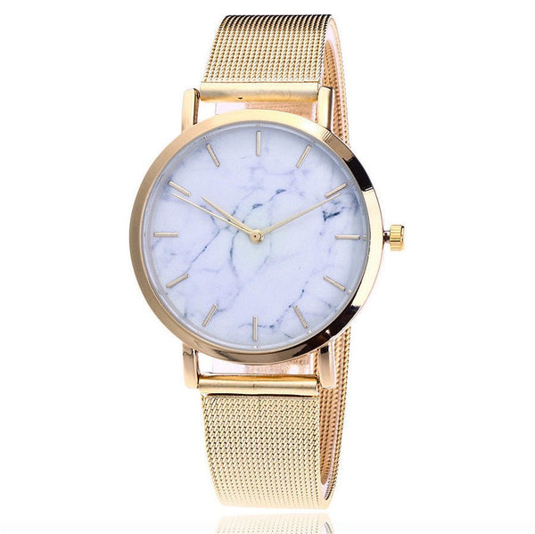 Vansvar fashion brand silver and gold mesh band creative marble wristwatch casual women quartz watches gift relogio feminino - Yahko Merchandise