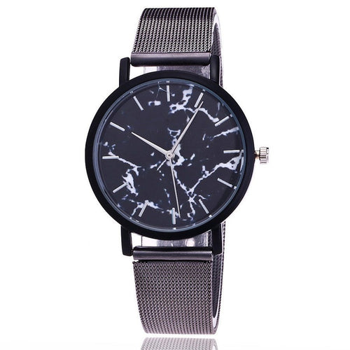Vansvar fashion brand silver and gold mesh band creative marble wristwatch casual women quartz watches gift relogio feminino - Yahko Merchandise