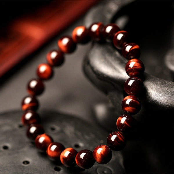 Vintage Style 8mm Red Tiger Eye Bracelet Anti - fatigue - Yahko Merchandise