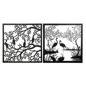 Wall Decoration DKD Home Decor 98 x 1 x 98 cm Black Birds (2 Units) - Yahko Merchandise