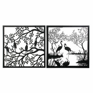 Wall Decoration DKD Home Decor 98 x 1 x 98 cm Black Birds (2 Units) - Yahko Merchandise