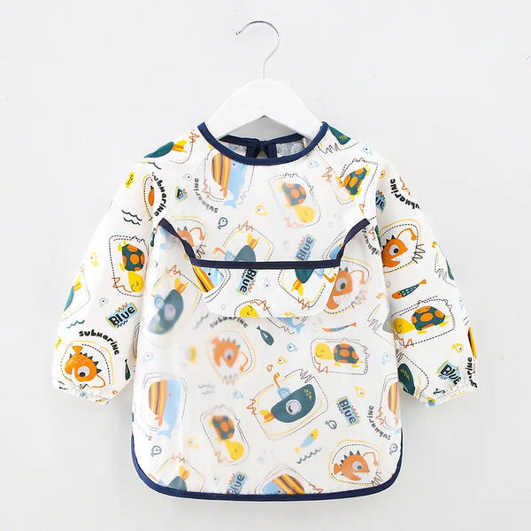 Waterproof Cotton Bib for Kids - Long Sleeve Feeding Apron - Yahko Merchandise