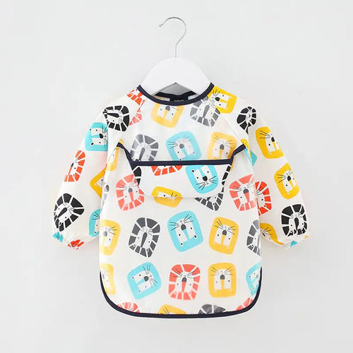 Waterproof Cotton Bib for Kids - Long Sleeve Feeding Apron - Yahko Merchandise