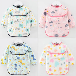 Waterproof Cotton Bib for Kids - Long Sleeve Feeding Apron - Yahko Merchandise