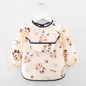 Waterproof Cotton Bib for Kids - Long Sleeve Feeding Apron - Yahko Merchandise