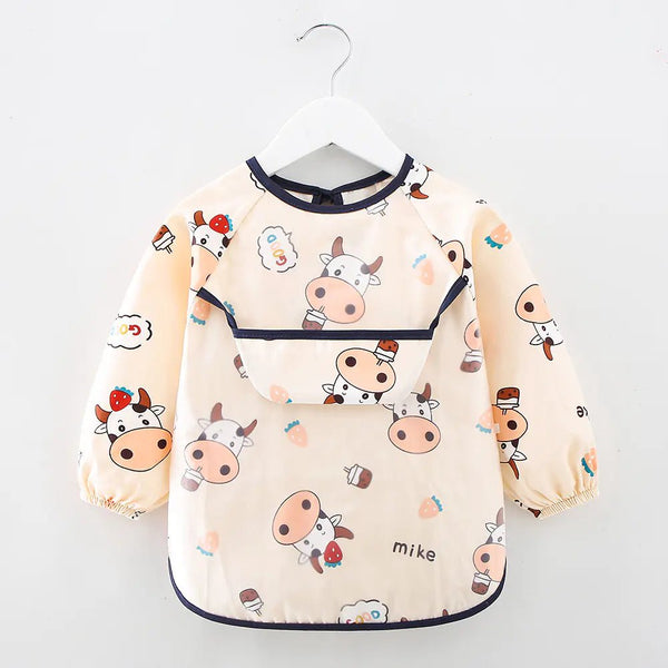 Waterproof Cotton Bib for Kids - Long Sleeve Feeding Apron - Yahko Merchandise