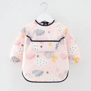Waterproof Cotton Bib for Kids - Long Sleeve Feeding Apron - Yahko Merchandise
