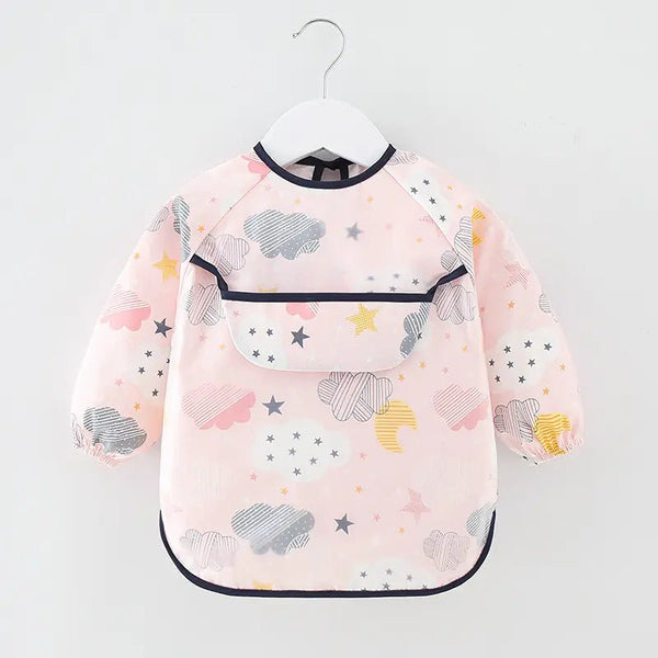 Waterproof Cotton Bib for Kids - Long Sleeve Feeding Apron - Yahko Merchandise