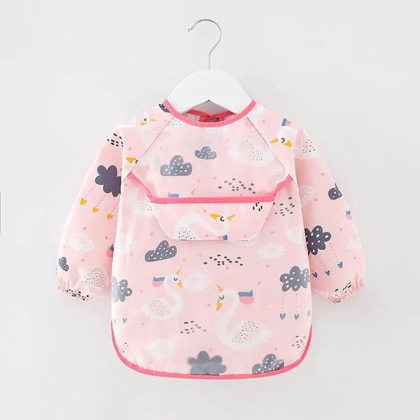 Waterproof Cotton Bib for Kids - Long Sleeve Feeding Apron - Yahko Merchandise