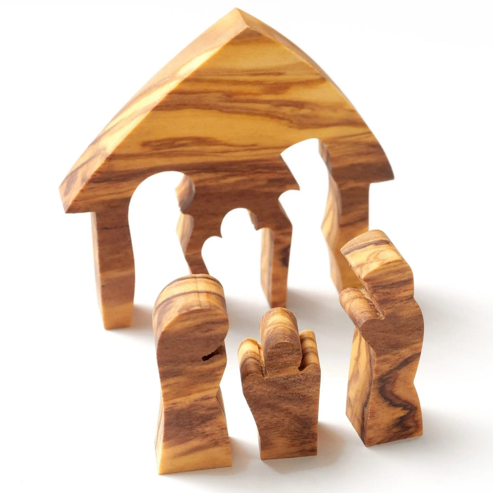 Weihnachtsdeko Krippe Puzzle ohne Rinde aus Olivenholz - Yahko Merchandise