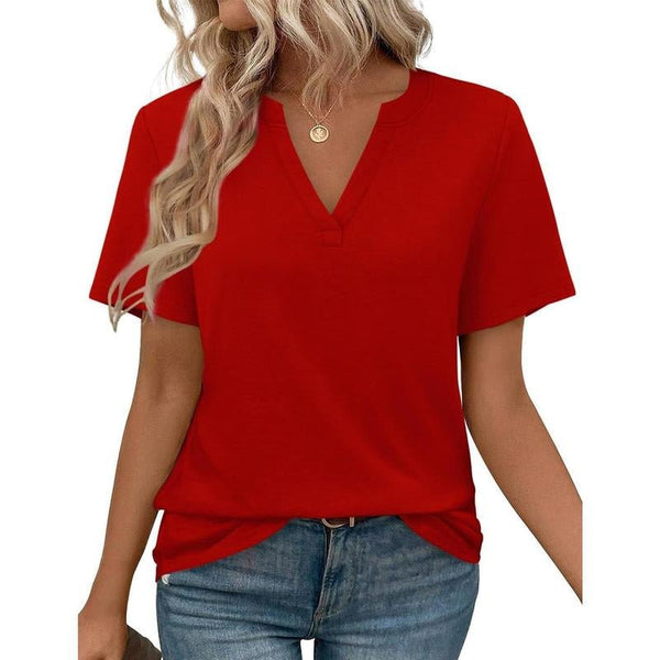 WIHOLL Womens Tops Summer Short Sleeve V Neck Blouses Business Casual Loose Fit Tshirts Trendy Fashion Outfits Shortsleeve Everyday - Yahko Merchandise