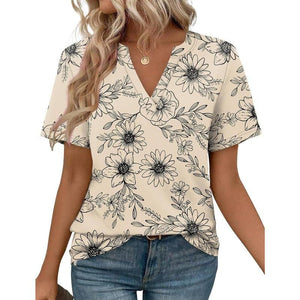 WIHOLL Womens Tops Summer Short Sleeve V Neck Blouses Business Casual Loose Fit Tshirts Trendy Fashion Outfits Shortsleeve Everyday - Yahko Merchandise