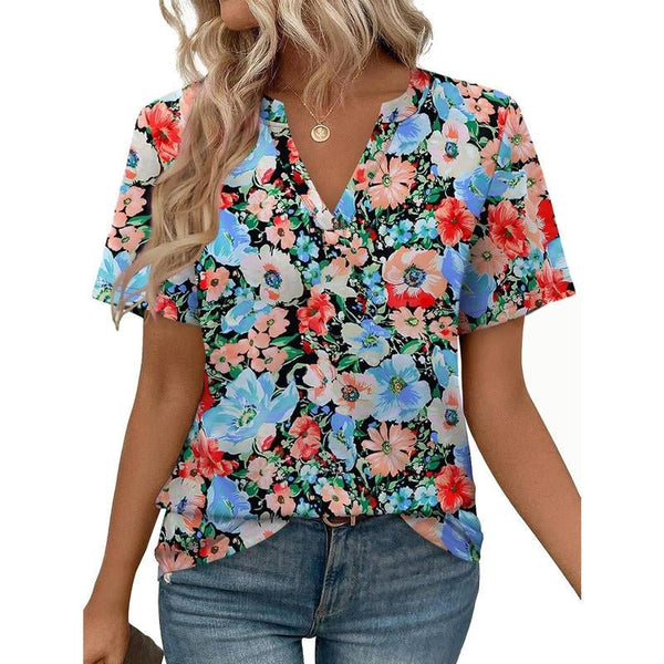 WIHOLL Womens Tops Summer Short Sleeve V Neck Blouses Business Casual Loose Fit Tshirts Trendy Fashion Outfits Shortsleeve Everyday - Yahko Merchandise