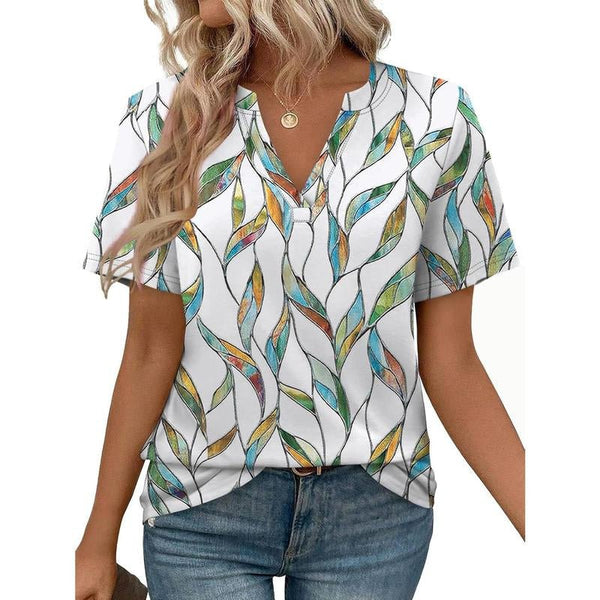 WIHOLL Womens Tops Summer Short Sleeve V Neck Blouses Business Casual Loose Fit Tshirts Trendy Fashion Outfits Shortsleeve Everyday - Yahko Merchandise