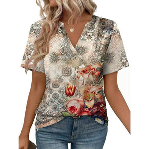 WIHOLL Womens Tops Summer Short Sleeve V Neck Blouses Business Casual Loose Fit Tshirts Trendy Fashion Outfits Shortsleeve Everyday - Yahko Merchandise