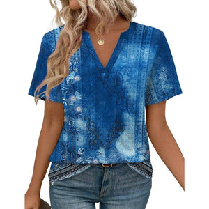 WIHOLL Womens Tops Summer Short Sleeve V Neck Blouses Business Casual Loose Fit Tshirts Trendy Fashion Outfits Shortsleeve Everyday - Yahko Merchandise
