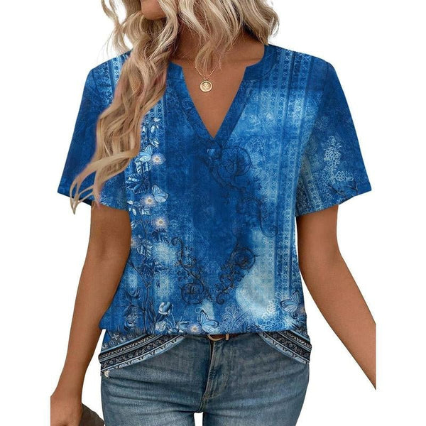 WIHOLL Womens Tops Summer Short Sleeve V Neck Blouses Business Casual Loose Fit Tshirts Trendy Fashion Outfits Shortsleeve Everyday - Yahko Merchandise