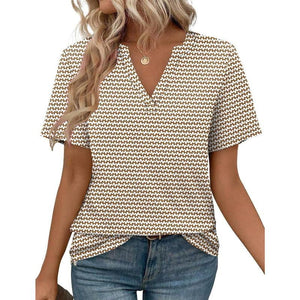 WIHOLL Womens Tops Summer Short Sleeve V Neck Blouses Business Casual Loose Fit Tshirts Trendy Fashion Outfits Shortsleeve Everyday - Yahko Merchandise