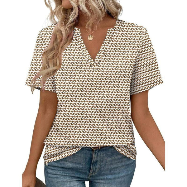 WIHOLL Womens Tops Summer Short Sleeve V Neck Blouses Business Casual Loose Fit Tshirts Trendy Fashion Outfits Shortsleeve Everyday - Yahko Merchandise