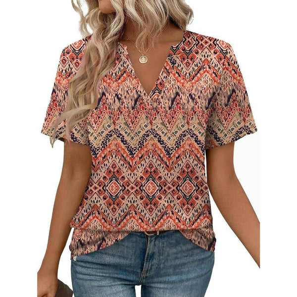 WIHOLL Womens Tops Summer Short Sleeve V Neck Blouses Business Casual Loose Fit Tshirts Trendy Fashion Outfits Shortsleeve Everyday - Yahko Merchandise