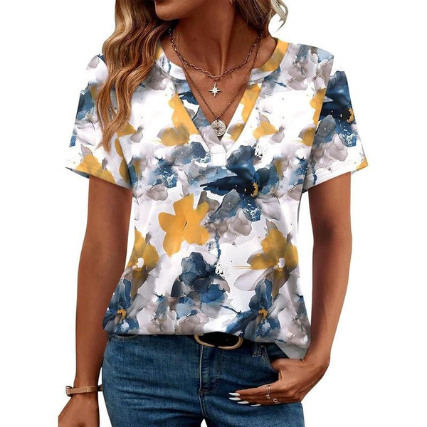 WIHOLL Womens Tops Summer Short Sleeve V Neck Blouses Business Casual Loose Fit Tshirts Trendy Fashion Outfits Shortsleeve Everyday - Yahko Merchandise