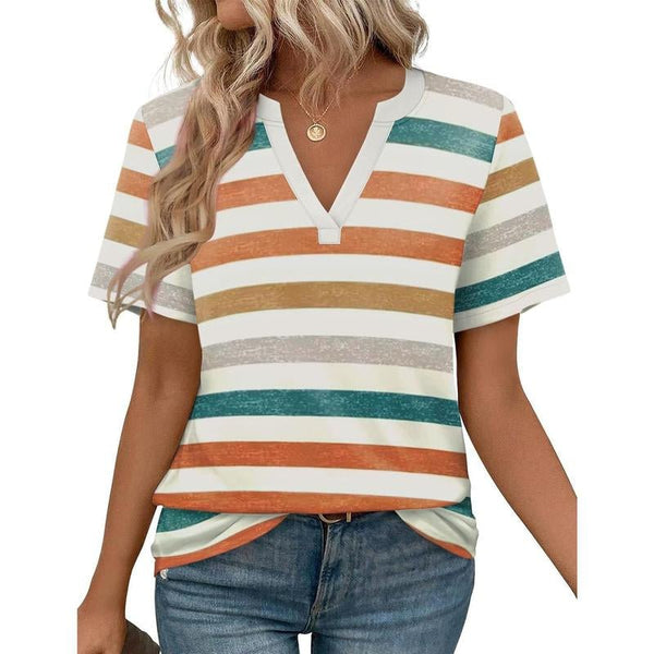 WIHOLL Womens Tops Summer Short Sleeve V Neck Blouses Business Casual Loose Fit Tshirts Trendy Fashion Outfits Shortsleeve Everyday - Yahko Merchandise